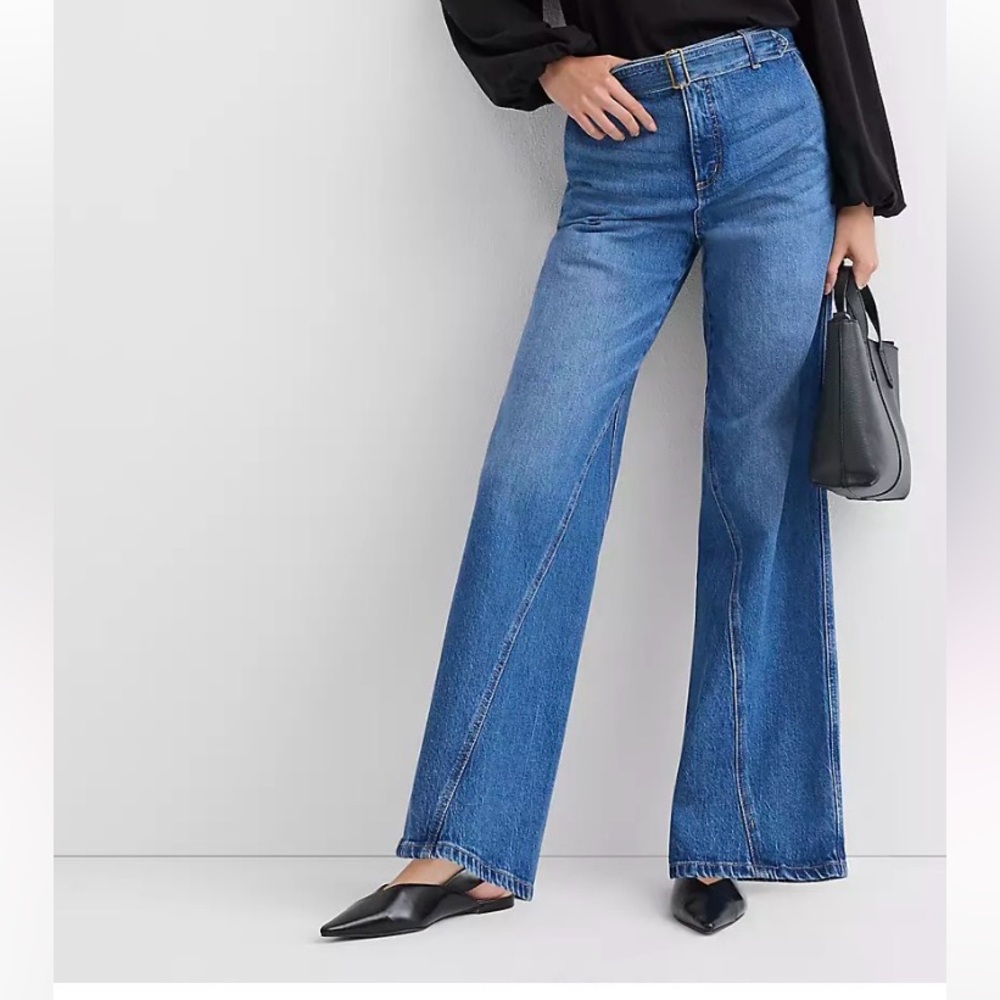 NWT LOFT Belted Wide Leg Jeans